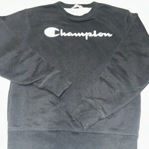 Champion Black Crewneck Sweatshirt with White Logo